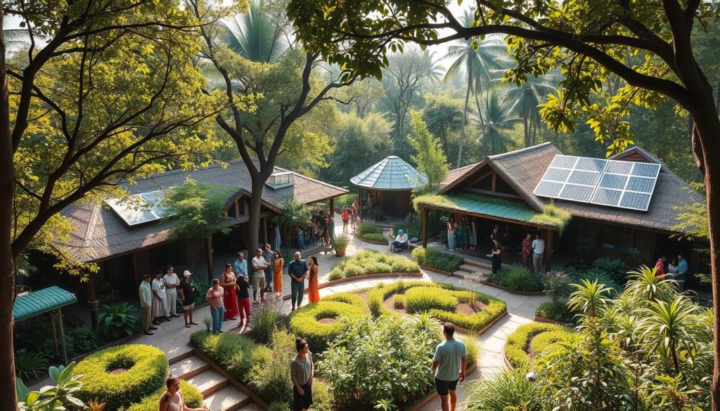 Auroville sustainable living communities in Tamil Nadu