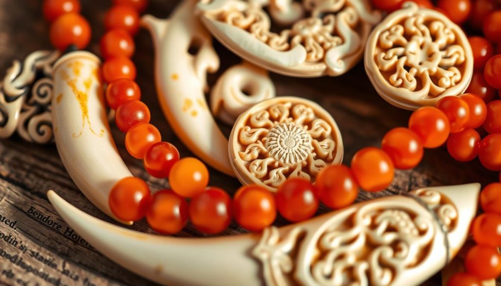 Carnelian Beads and Ivory Crafts