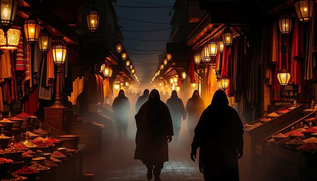 Mysterious figures at Gul Mandi Market