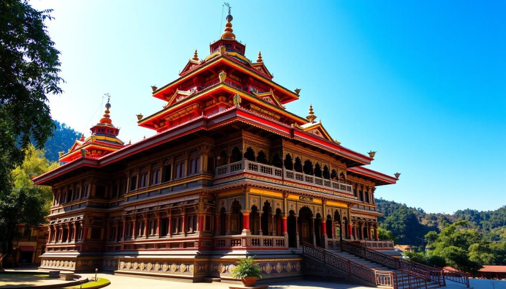 Tibetan-inspired architecture of Iskcon Temple Imphal